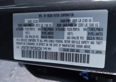 2021 Mazda Cx-5 Signature z USA, uszkodzony, nr VIN JM3KFBEY6M0358024